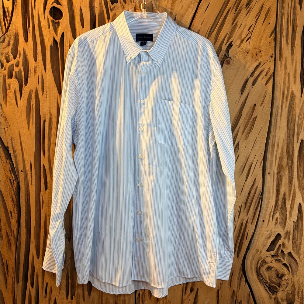 NWT Scott Barber Liquid Cotton Shirt Size: XL Fine Stripe Irish BAR-70208